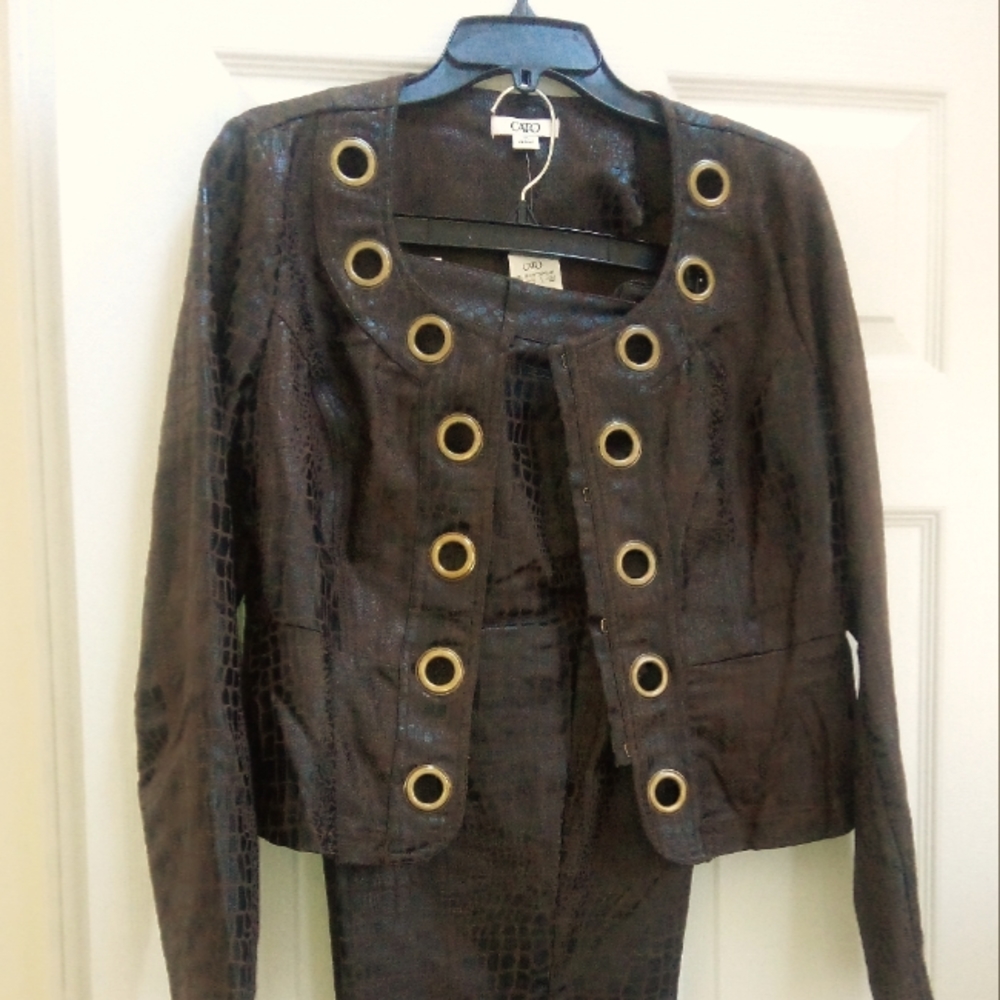 Faux brown leather pant set